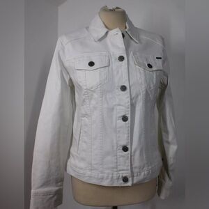 Eddie Bauer Women’s SZ XS Classic White Jean Jacket 3960 Cotton Stretch